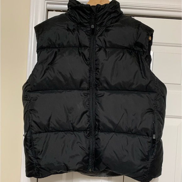 Gap Y2K Down Nylon Puffer Vest Zipper Hood - Black - S - MENS - Picture 1 of 9